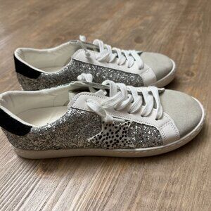 Vintage Havana Carla Glitter Grey Cheetah Sneakers Size 7